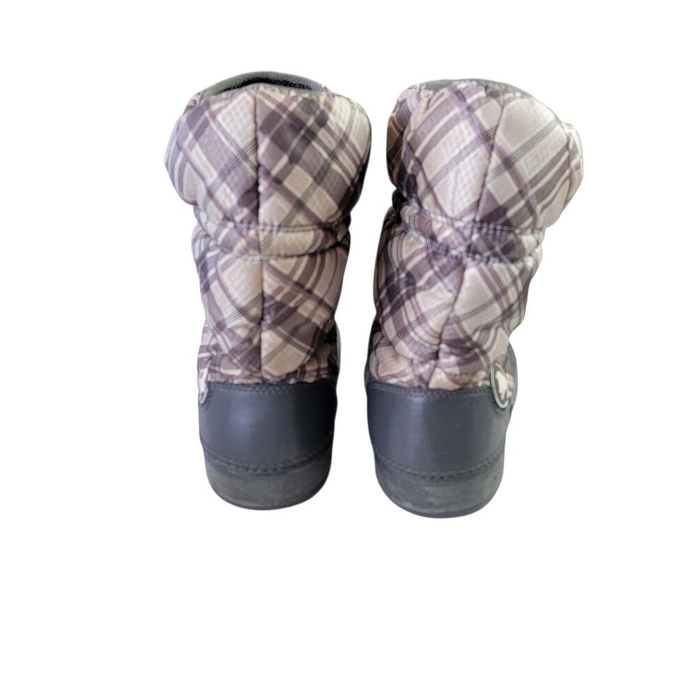 Crocs Puff Boots Winter Brown Checkerd Nylon Size 9 Shoes Weatherproof - Picture 4 of 8